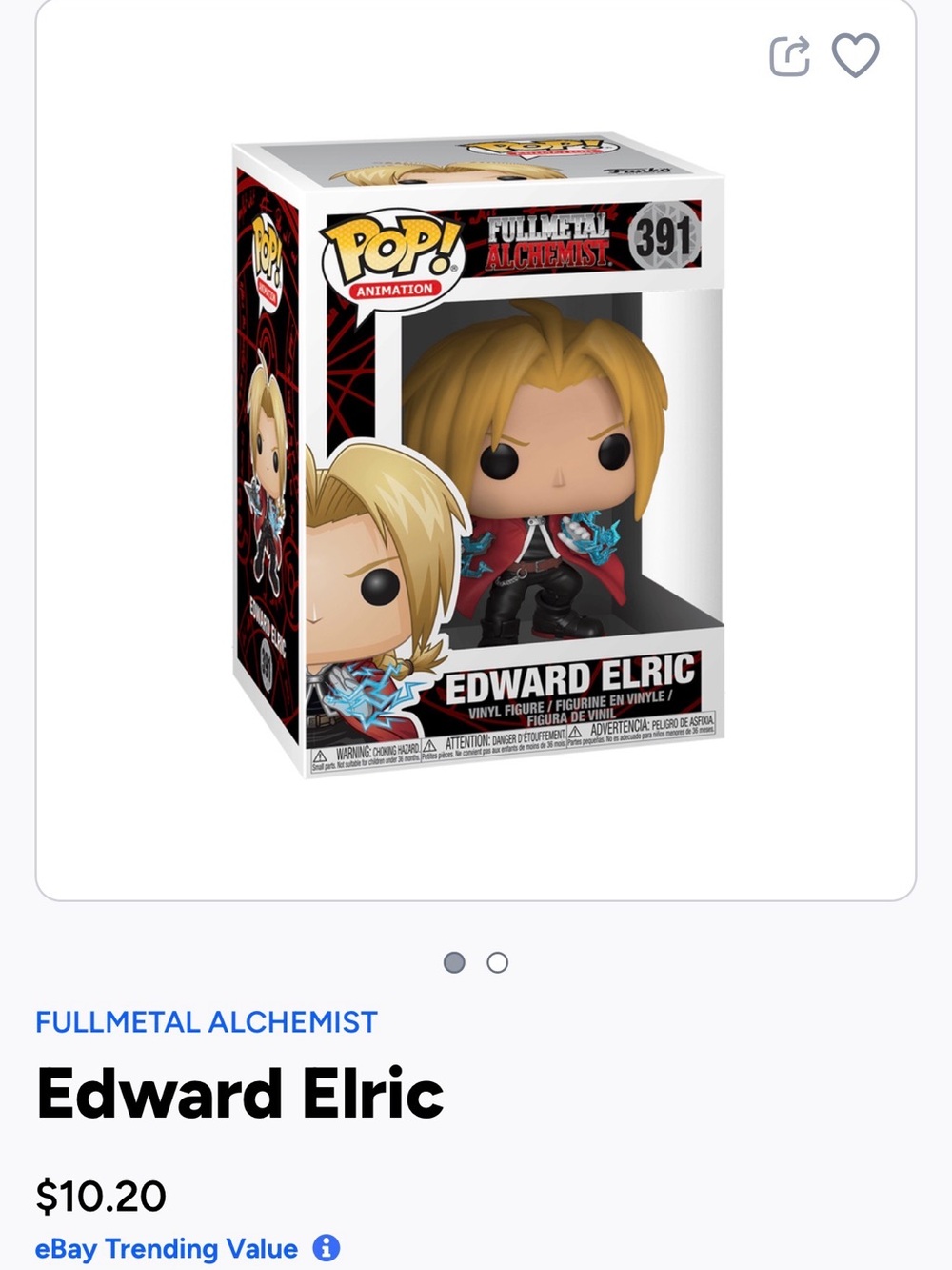 Funko Pop- Full Metal Alchemist- Edward Elric -391